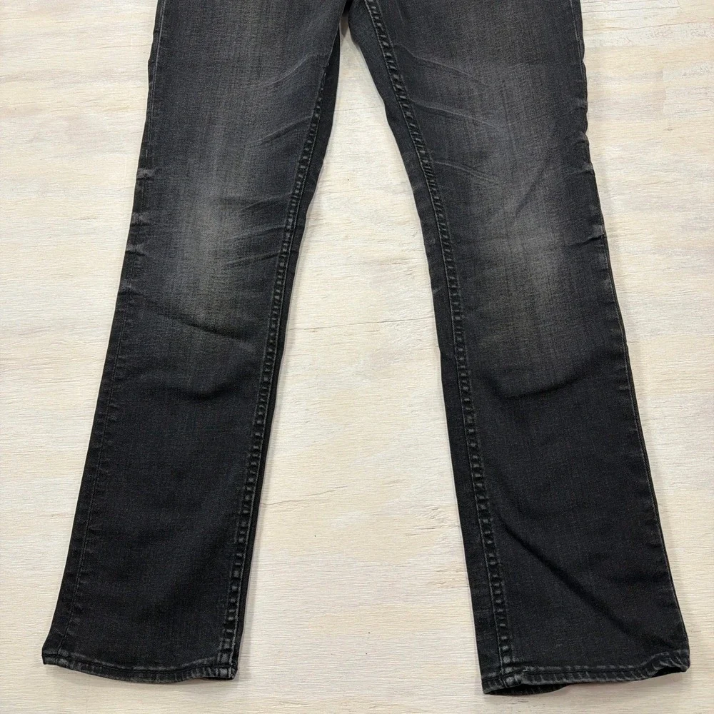 BKE Jeans Alec Straight Leg Dark Wash Whiskered Stretch Denim Black Mens 30S